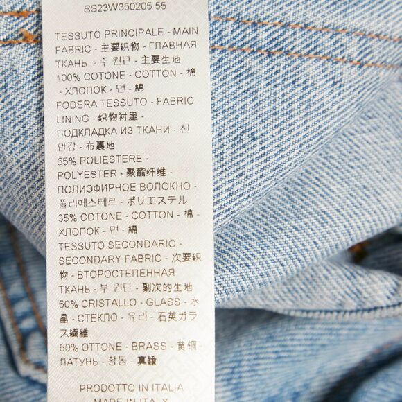 Gcds Blue Denim Logo Crystal Waist Detail Jeans S